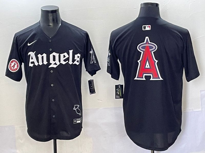 Men 2025 Los Angeles Angels Blank Black Five generations Joint Name Nike MLB Jersey style 18->los angeles angels->MLB Jersey